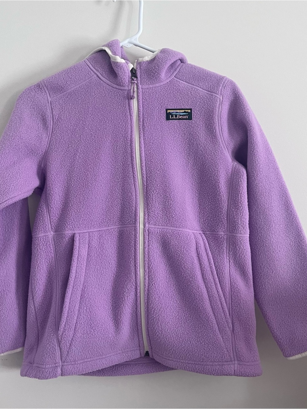L.l. Bean Kids Mountain Classic Fleece Lilac Hooded 14-16 Girls Zipper
